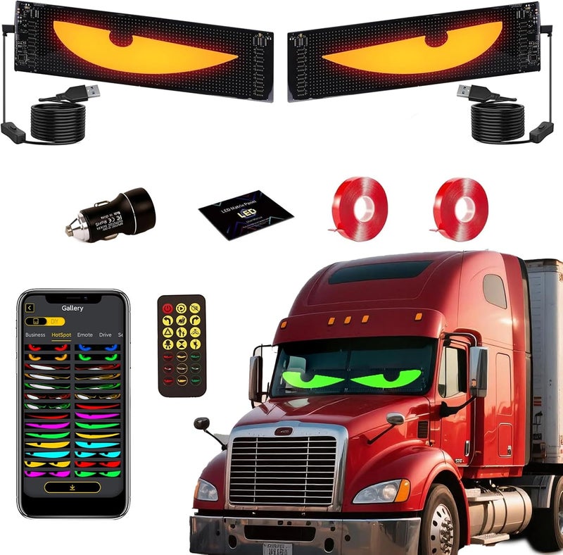 Asmila LED Eyes for Truck Windshield, 2PCS 23.6inx4.7in Devil Eyes Light for Windshield, Devil Eyes Light for Car, Truck, SUVs, Gift for Men - Image 1